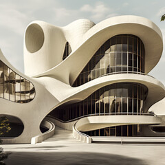 Futuristic Curving Architecture.  Generated Image.
A digital rendering of a futuristic curving example of architecture.