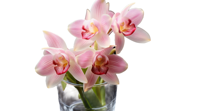 Orchidée Cymbidium en pot avec transparence sans background