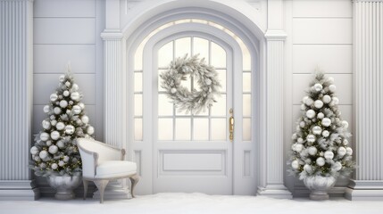 porch Christmas home decorations in contemporary silver tones
