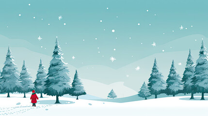 Naklejka premium winter landscape with trees and snow