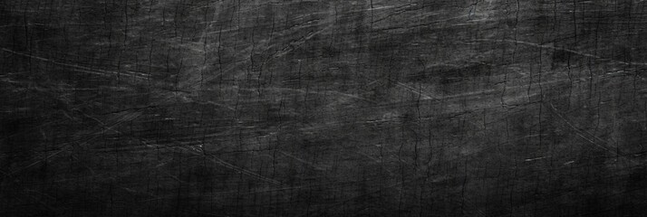 Black Scratched Abstract Background: A grainy, rough texture in deep shades unveils a captivating canvas for a web banner, infusing richness and depth into your online visual narrative - obrazy, fototapety, plakaty