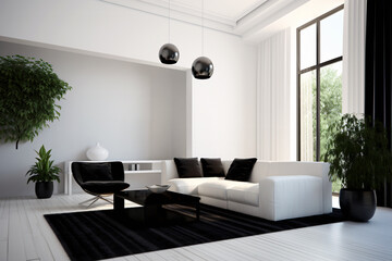 Minimalist, modern black and white interior