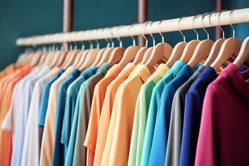 Fototapeta premium Clothes on hangers in modern store boutique