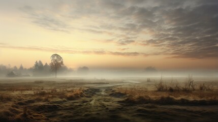Hazy scenery at sunrise