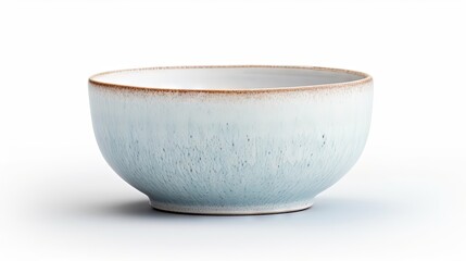 Close up of a beautiful empty ceramic bowl on a white background - obrazy, fototapety, plakaty
