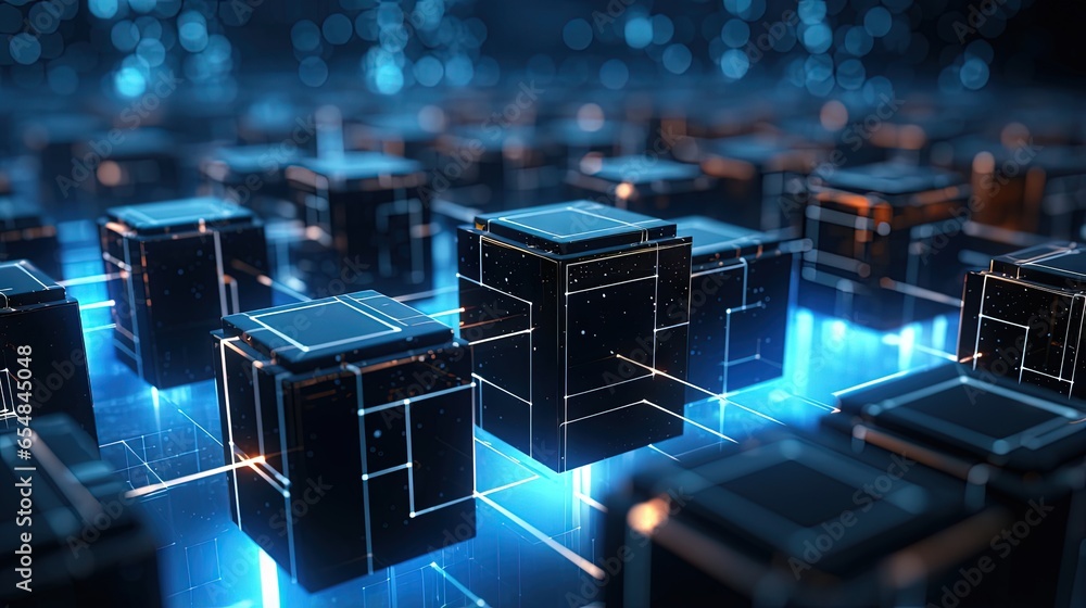 Aufkleber Decentralized global database structure created by nanotech cubes in cyberspace