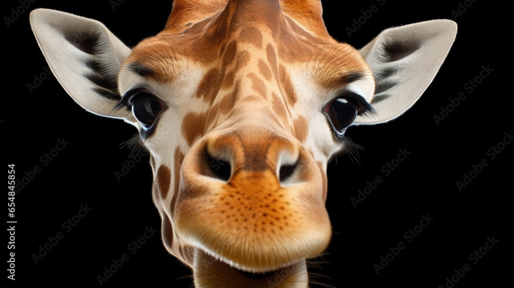 Poster isolated giraffe face with a humorous expression