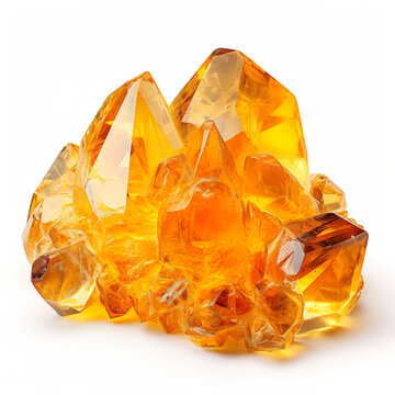 Beautiful citrine mineral gem stone gemstone isolated on white background. Generated AI illustration. Mineralogy gems gemstones concept