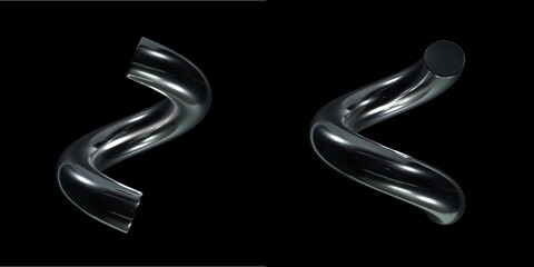 Naklejka premium Iridescent Geometric Shapes set. Modern 3d hologram multicolor metal object, futuristic neon design. Rim light. 3D concept, 3D rendering, Poster Design, Book Cover, Social media post and story