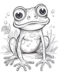 Wandaufkleber Black and white illustration for coloring animals, frog. © Andreas