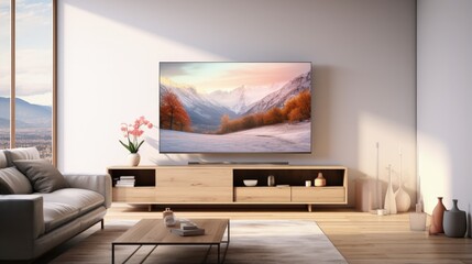 Modern living room with a television