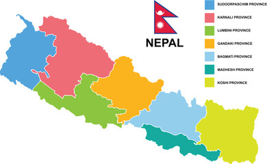 Nepal Vector Map with province 