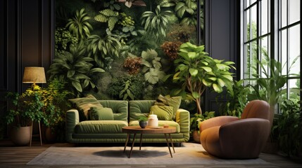 Well lit living area with seating and plants