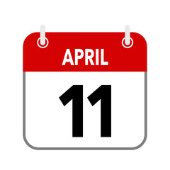 Fototapeta premium 11 April, calendar date icon on white background.