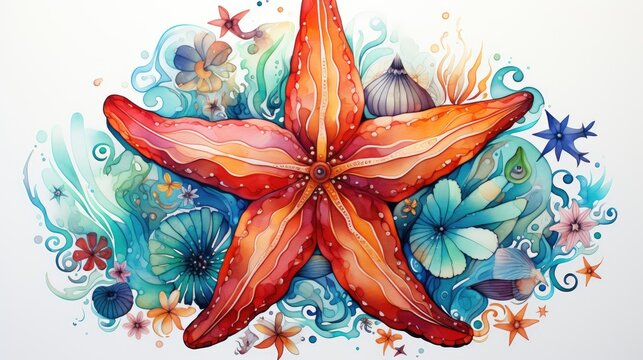 Illustration of star fish UHD wallpaper Stock Photographic Image
