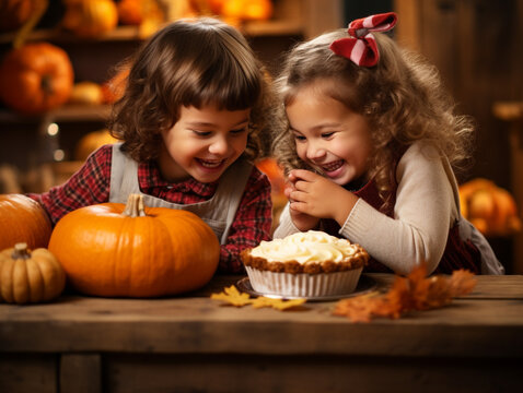 A Photo of Two Friends Bonding Over a Pumpkin Pie