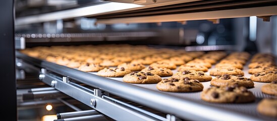 Producing cookies in the food industry with copyspace for text