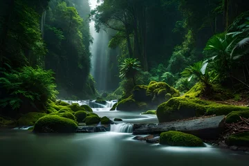 Keuken spatwand met foto waterfall in the jungle © Sajawal