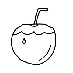 fresh coconut juice of vocation traveling doodle icon
