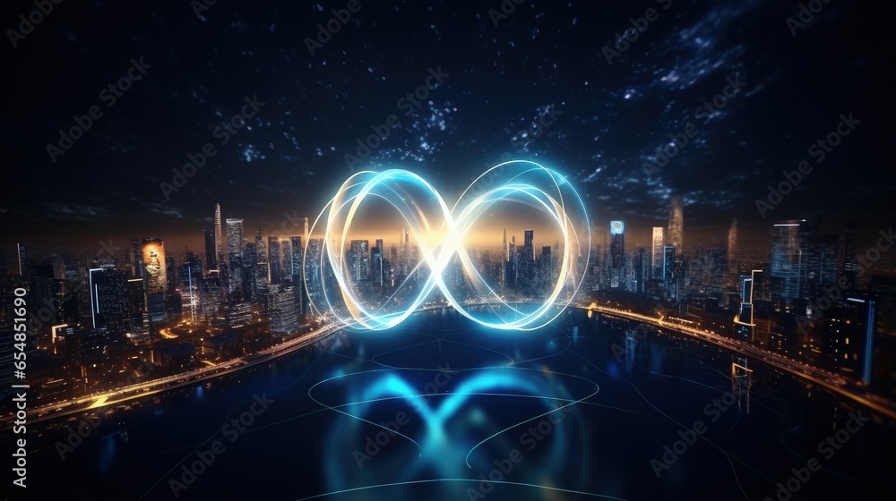 Poster 3D rendering of connected global metaverse network using VR technology and digital communication