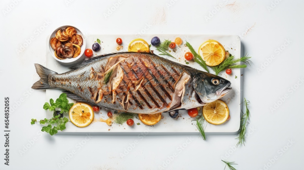 Poster assorted grilled food on a light background homemade concept top view flat lay copy space