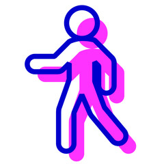 生体認証、歩行、歩くを表す2色スタイルのアイコン