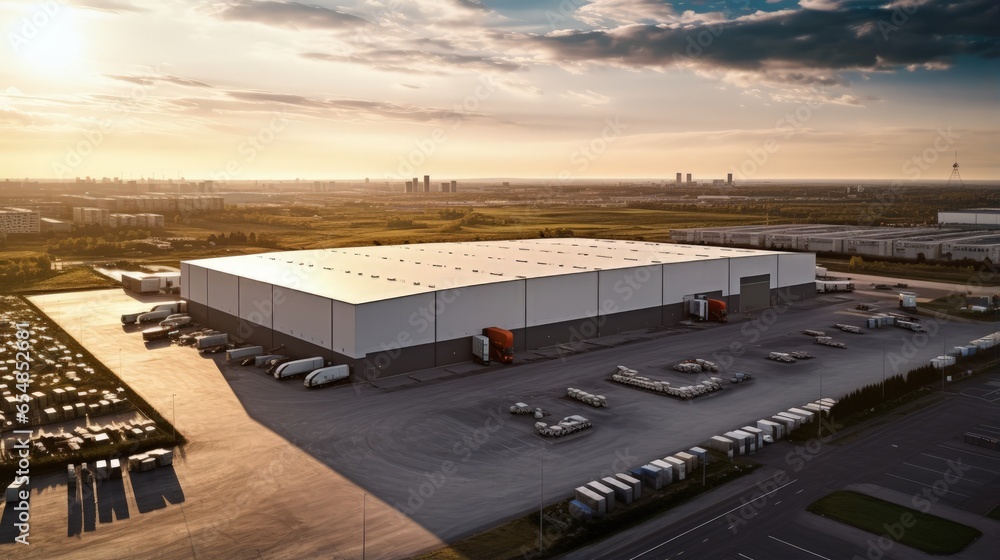 Poster drone captures industrial logistic zone from above