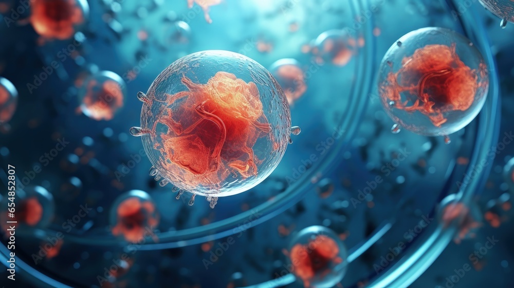 Aufkleber 3D rendering of stem cell microscope background
