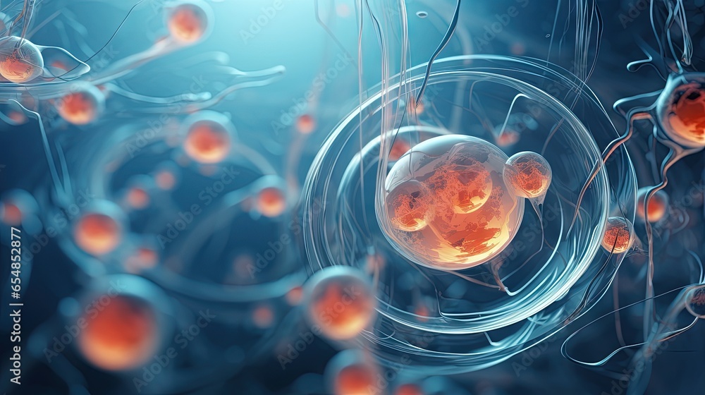 Poster 3D rendering of stem cell microscope background