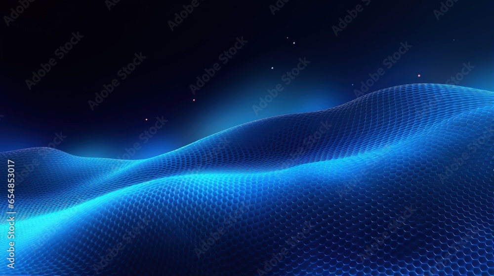Aufkleber Abstract digital background with a gradient texture of blue waves of light on a screen Created using AI technology and big data Rendered in 3D
