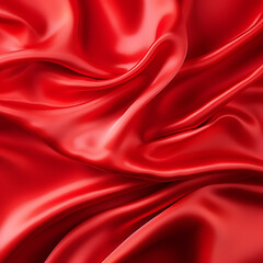 Fototapeta premium Elegant Red Silk Satin Background with Luxurious Wavy Folds: Ideal for Anniversaries, Weddings, Events, and Celebrations