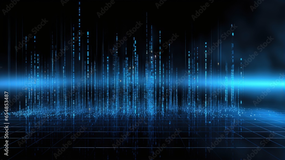 Fototapete Digital 3D representation of data flow with big data and binary code