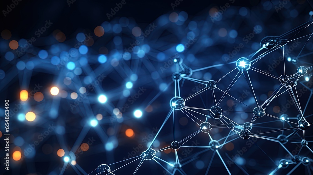 Aufkleber Structured network connections for business events scientific and digital backgrounds and 3D rendering