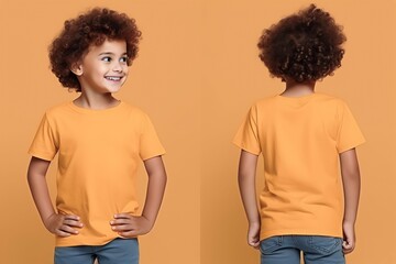 child wearing plain t-shirt for mockup template