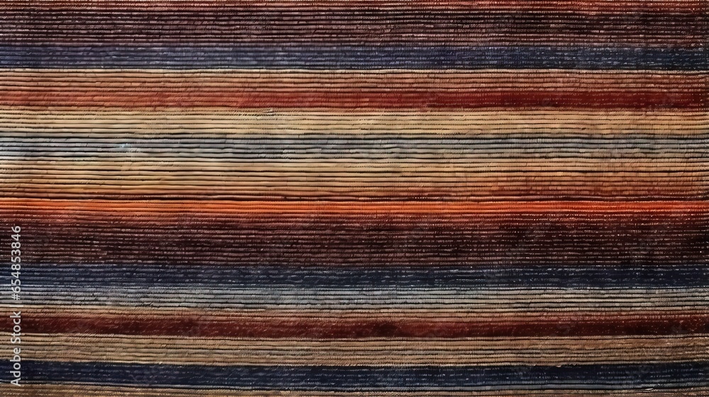Poster Striped fabric rug with seamless texture boho pattern and grunge background