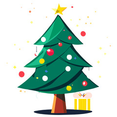 Colorful Christmas tree with ornaments