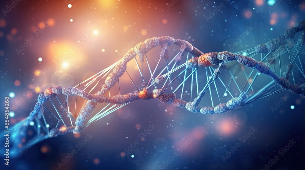 Poster dna strands on abstract science background