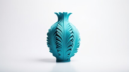 Colorful 3D printed objects including a blue vase on a white background