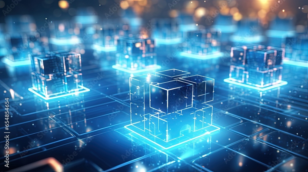 Aufkleber Decentralized global database structure created by nanotech cubes in cyberspace