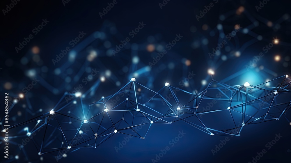 Aufkleber Blue background with interconnected lines and dots symbolizing communication and technology