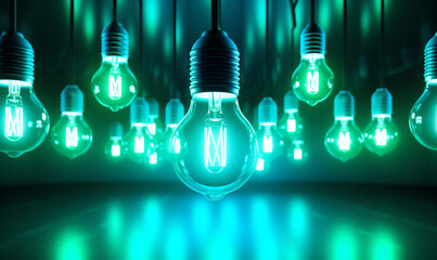 A ceiling with multiple hanging light bulbs