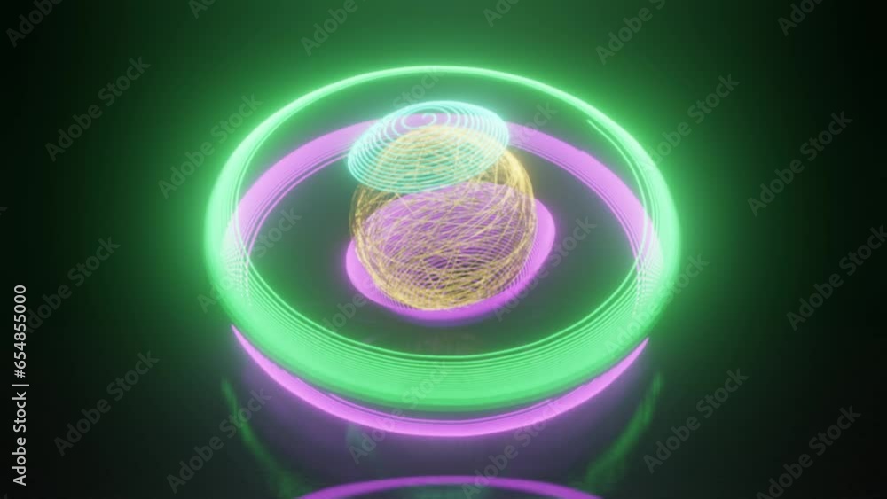 Poster abstract, looping 3d animation of a multitude of shining threads, lines and knots. bright flashes cr