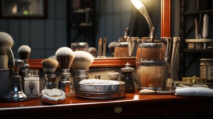 Obraz na płótnie Canvas Barber shop shaving supplies