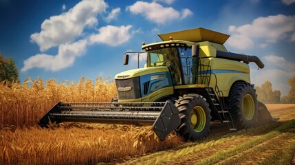 Obraz premium Corn harvesting machine for silage in the field during harvest season