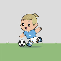 VECTOR DESIGN OF CHILDREN WEARING BLUE JERSEY. ENGLAND CLUB FOOTBALL TEAM. CHILDREN PLAY FOOTBALL