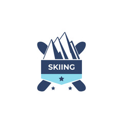 Skiing Logo Badge Design Template