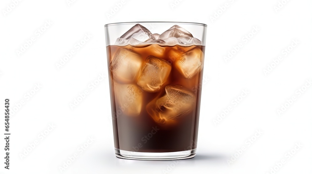 Poster isolated white background with iced coffee and clipping path