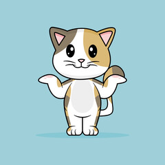 Funny cartoon Cats. Cute Triple Striped Cat Vector Design