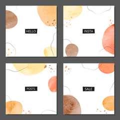 Set of minimalist watercolor contemporary posters.