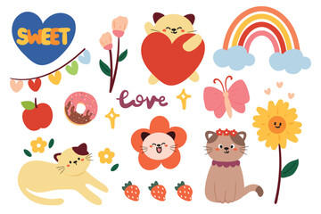 set of cartoon cute animal element sticker. for kids sticker, cute doodle collection